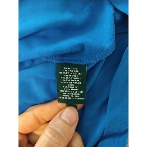 Lauren Ralph Lauren cowl neck Knee length Sleeveless Dress Blue size 10 Classic - Picture 7 of 9